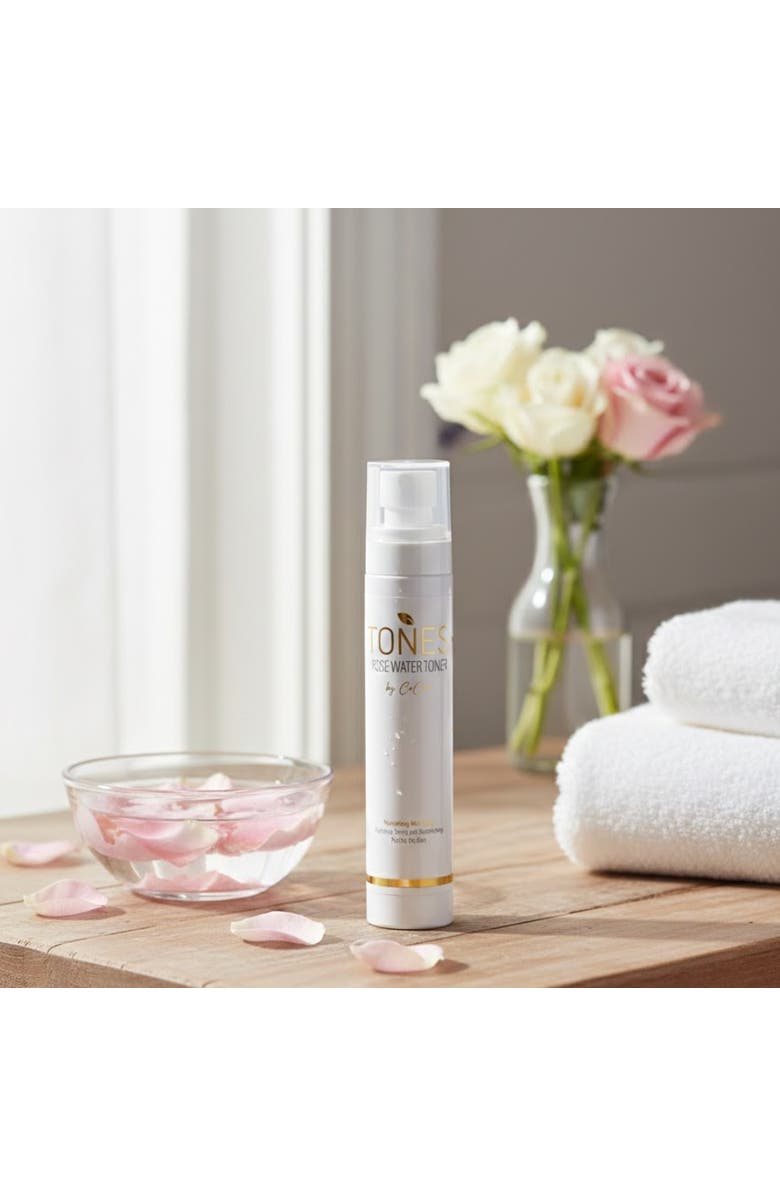 TONES by Cocoa Rose Water + Mallow Flower Hydrating Toner Mist 4 fl oz, Alternate, color, White With Golden Words