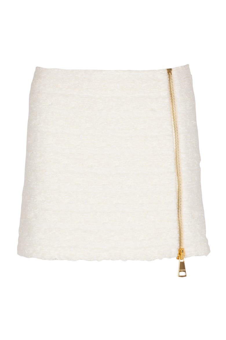 Short Zipped Tweed Skirt, Alternate, color, White