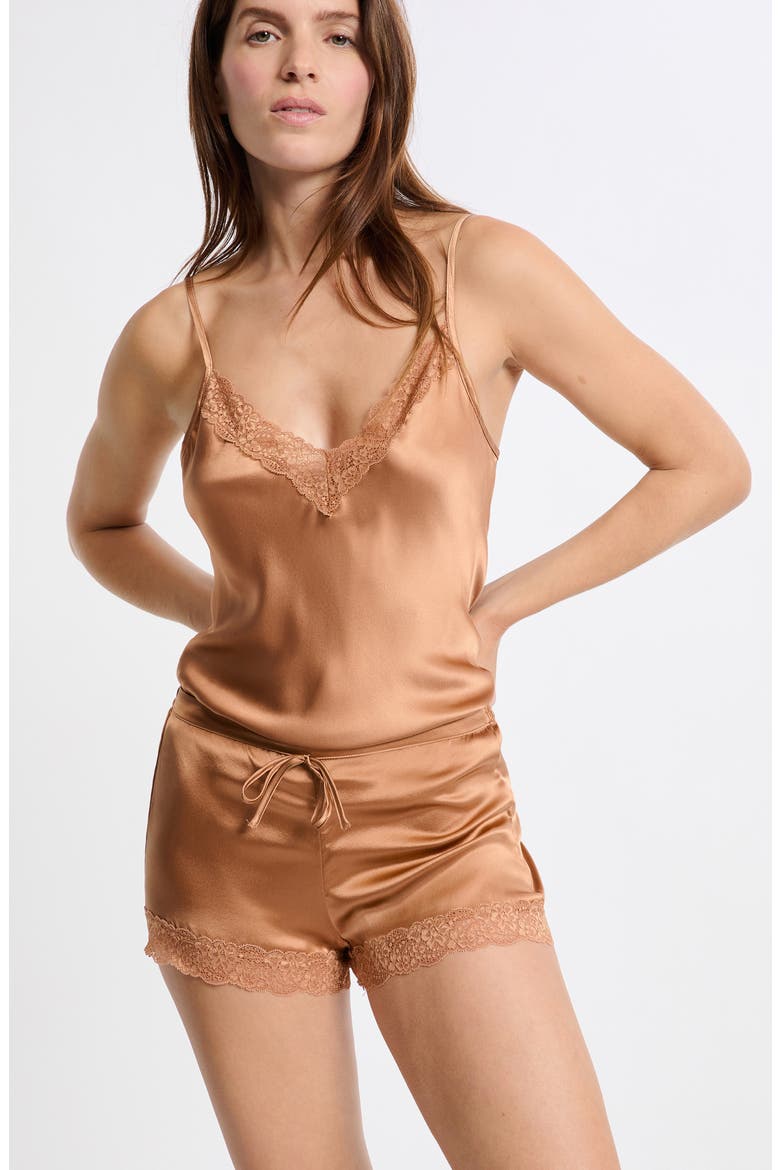 Milky Silk Pajama Shorts, Alternate, color, SABLE