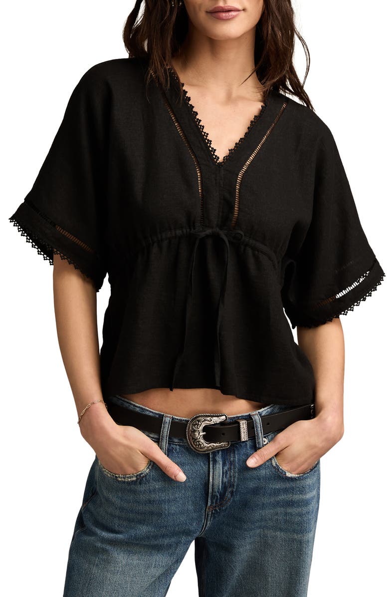 Lucky Brand Dolman Sleeve Linen Blend Top, Main, color,