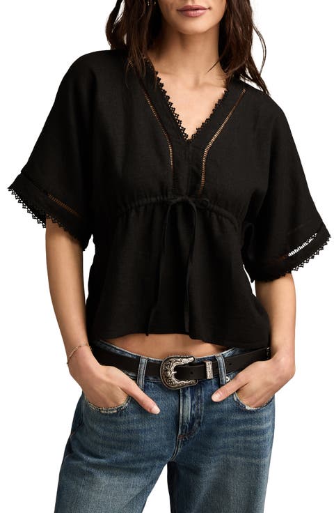 Dolman Sleeve Linen Blend Top