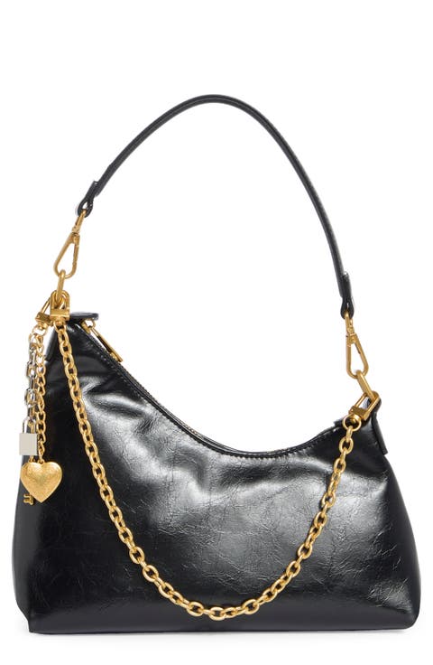 Crinkle Faux Leather Shoulder Bag