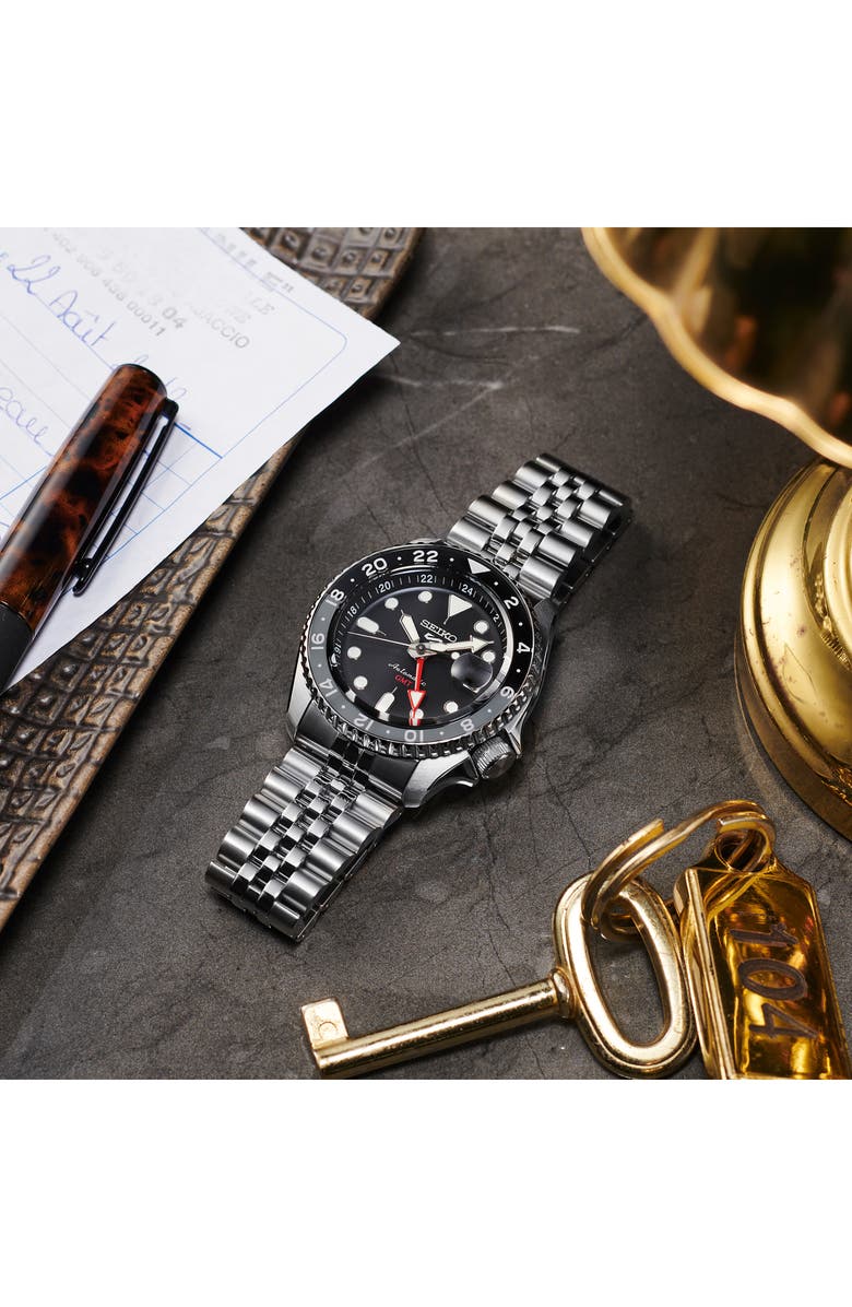 SEIKO WATCHES 5 Sports Bracelet Watch, 42mm, Alternate, color, Black