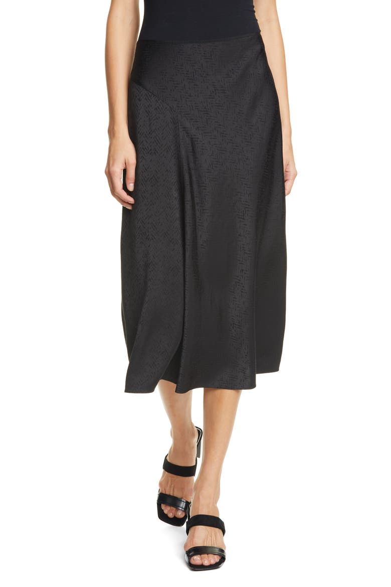 Letti Satin Jacquard Midi Skirt, Main, color, BLK