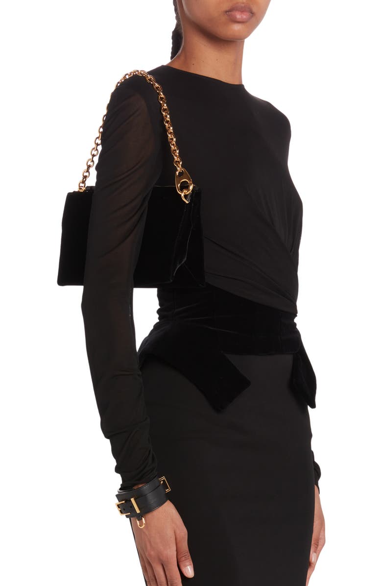 TOM FORD Carine Velvet Clutch with Removable Leather Cuff, Alternate, color,