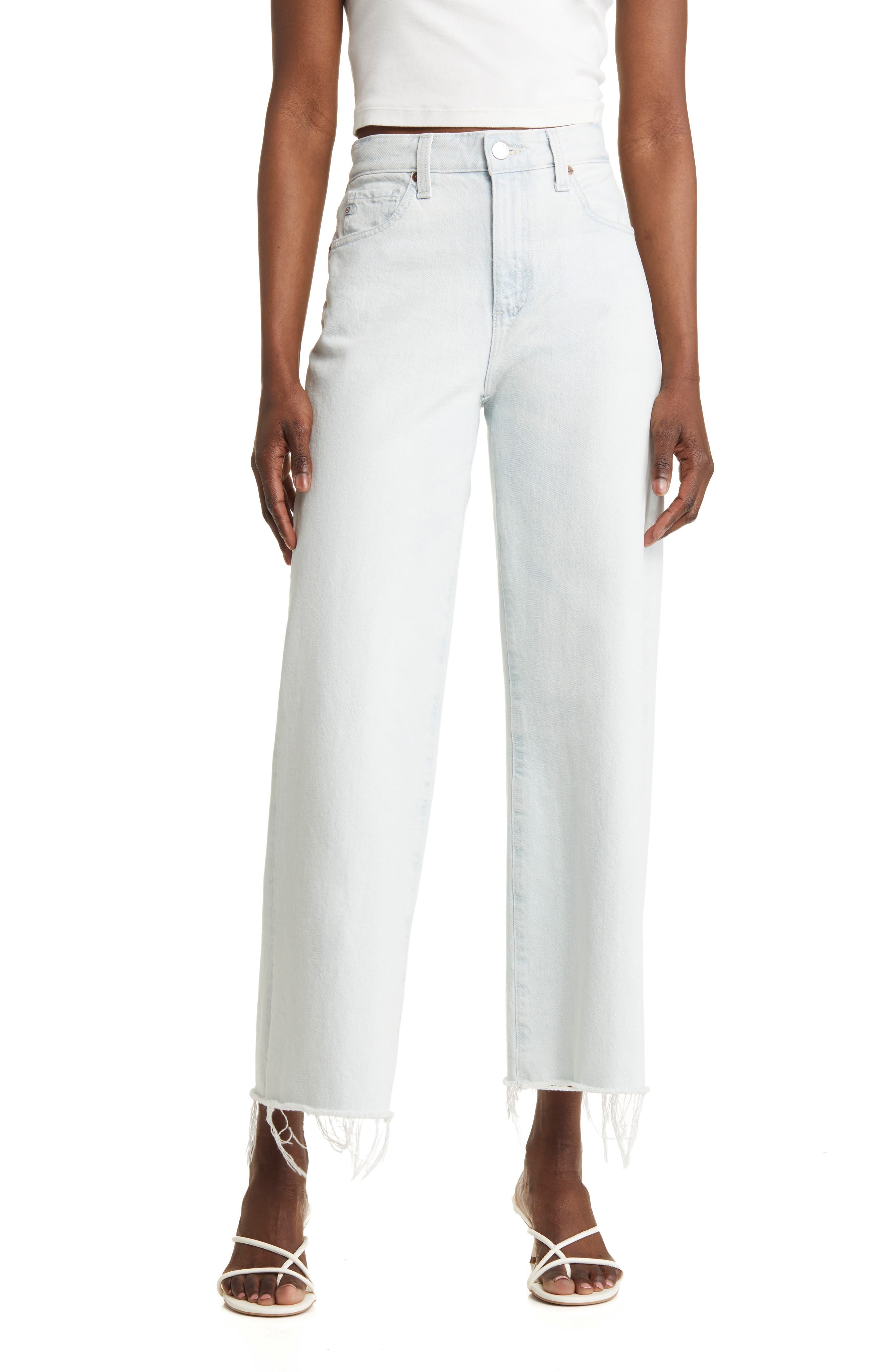 AG Saige Raw Hem High Waist Ankle Wide Leg Jeans