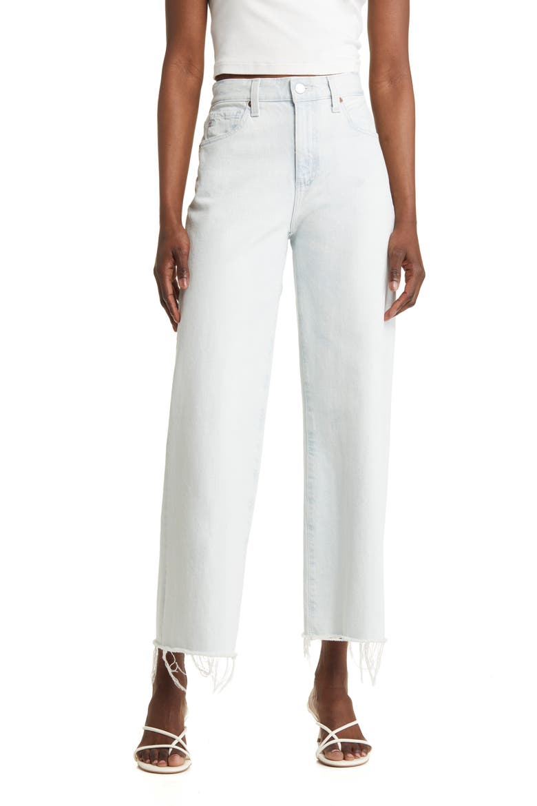 Saige Raw Hem High Waist Ankle Wide Leg Jeans, Main, color, TIDE POOL