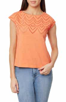 CURVE APPEAL Eyelet Embroidered T-Shirt