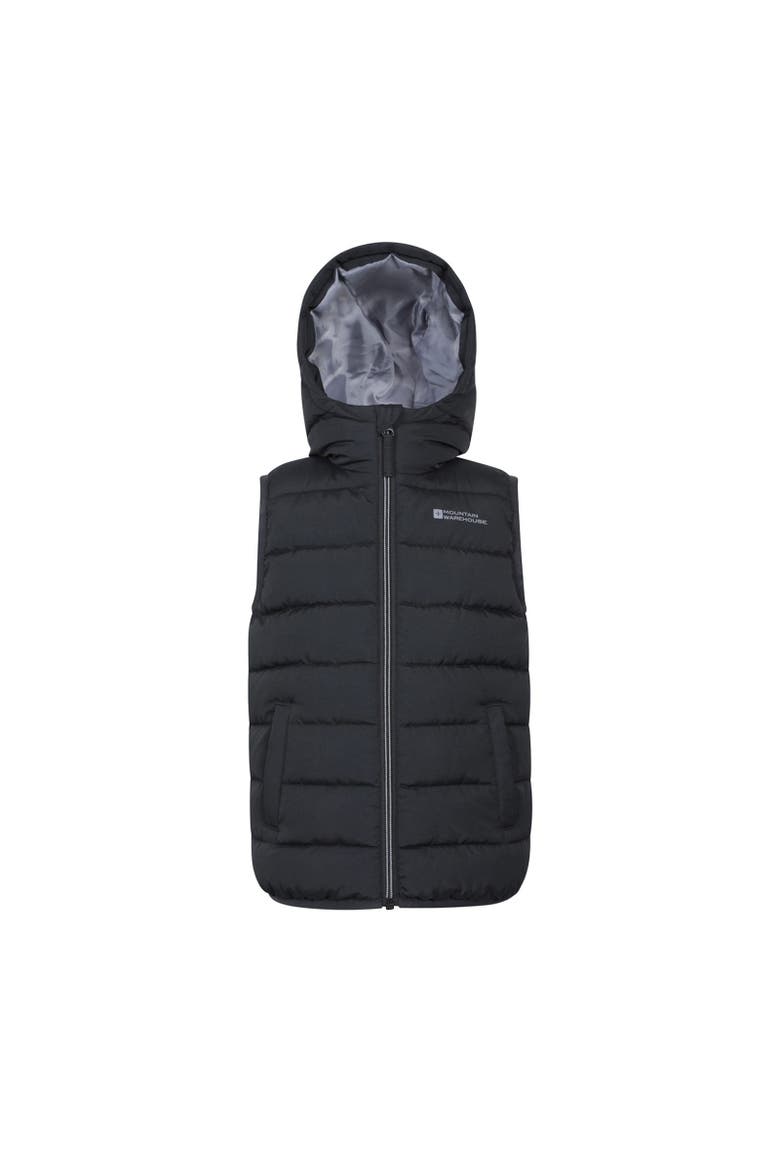 Childrens/Kids Rocko Water Resistant Hooded Sleeveless Body Warmer, Main, color, Black