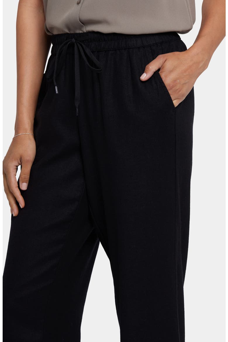 Relaxed Drawstring Linen Blend Pants, Alternate, color, BLACK