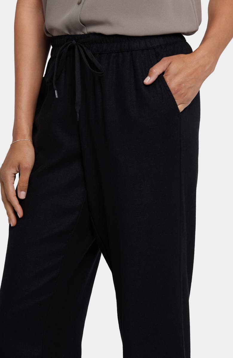 NYDJ Relaxed Drawstring Linen Blend Pants, Alternate, color, Black