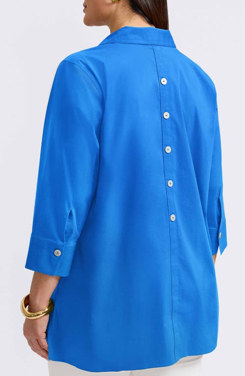 Foxcroft Pamela Non-iron Stretch Tunic Blouse In Blue
