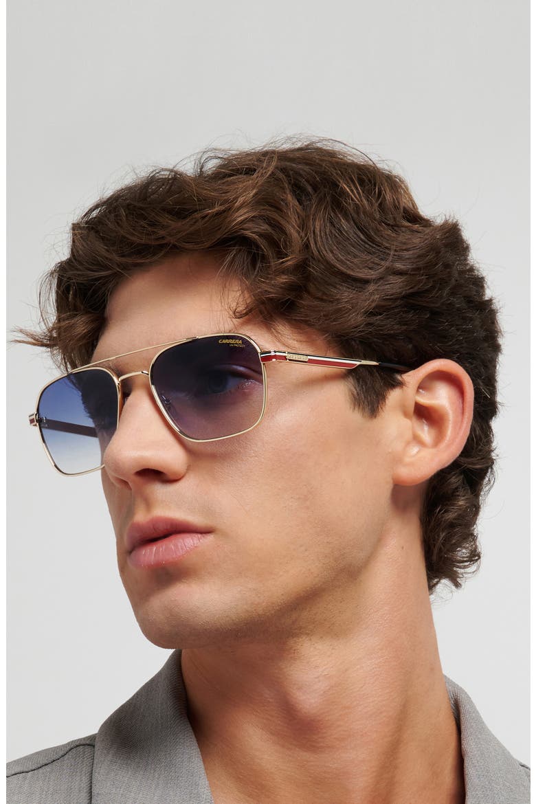 57mm Gradient Oversize Aviator Sunglasses, Alternate, color, GOLD STRIPED RED/ DK BLUE SF