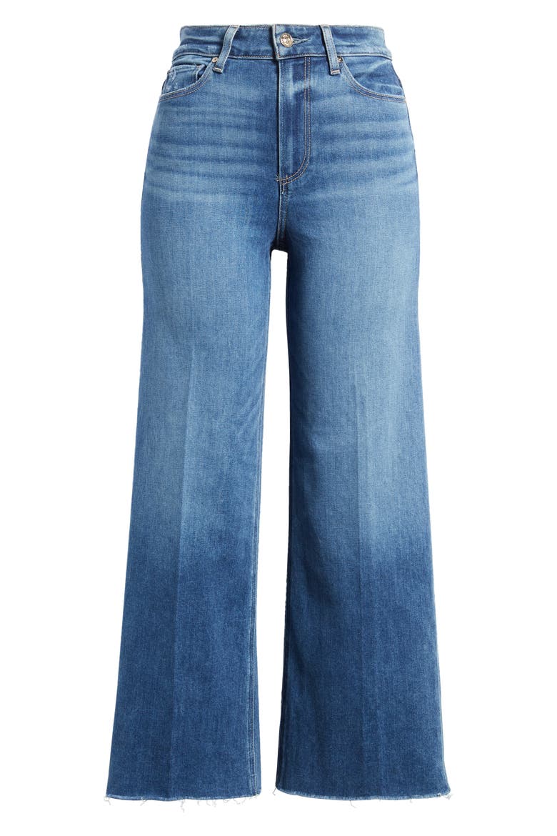 Anessa High Waist Raw Hem Wide Leg Jeans, Alternate, color, PAINTERLY DISTRESSED
