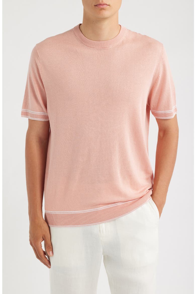 Norberto Linen Blend Short Sleeve Sweater, Main, color, LIGHT PAST/ PINK