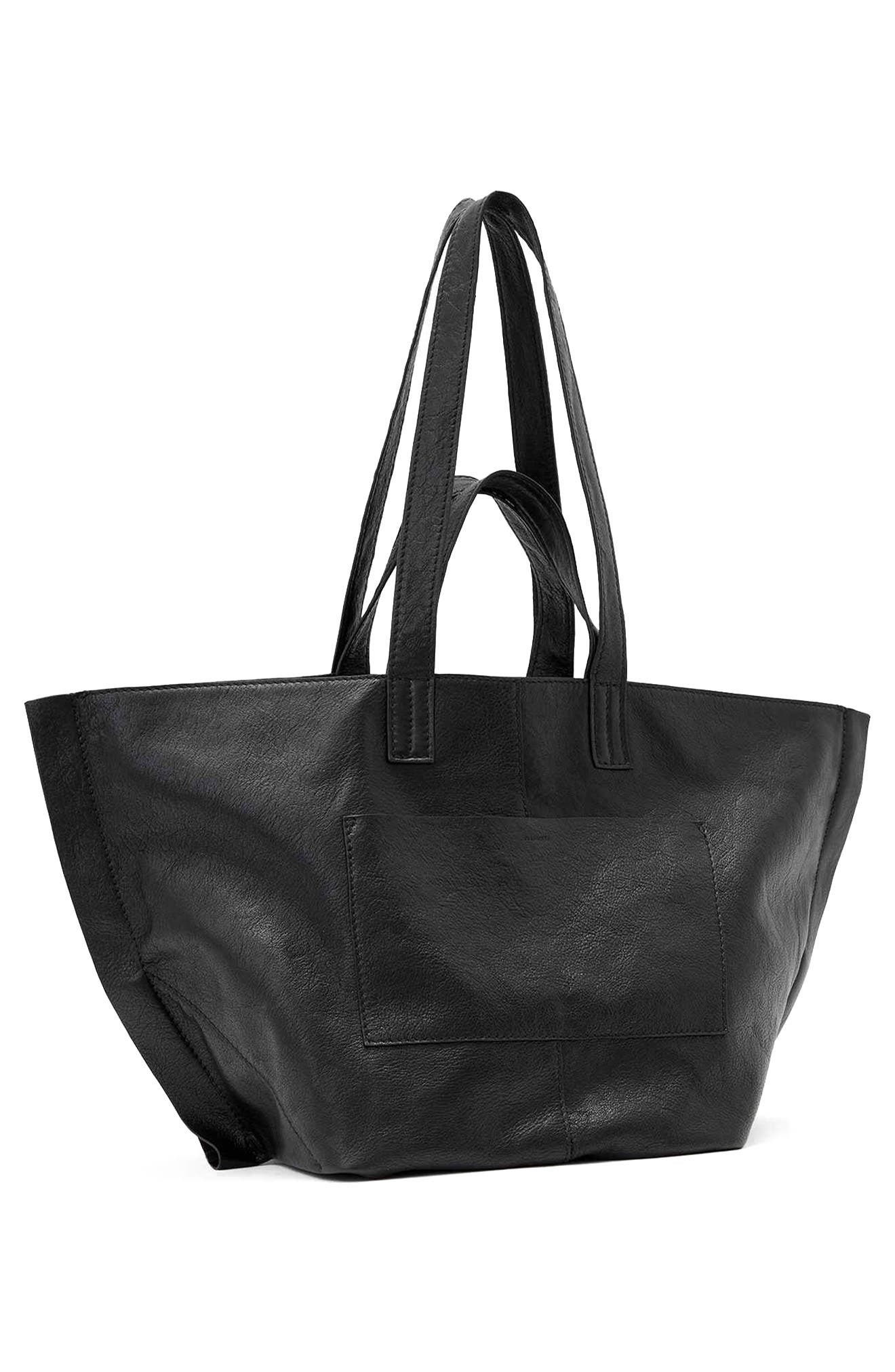 Lutece Leather Tote, Alternate, color, BLACK