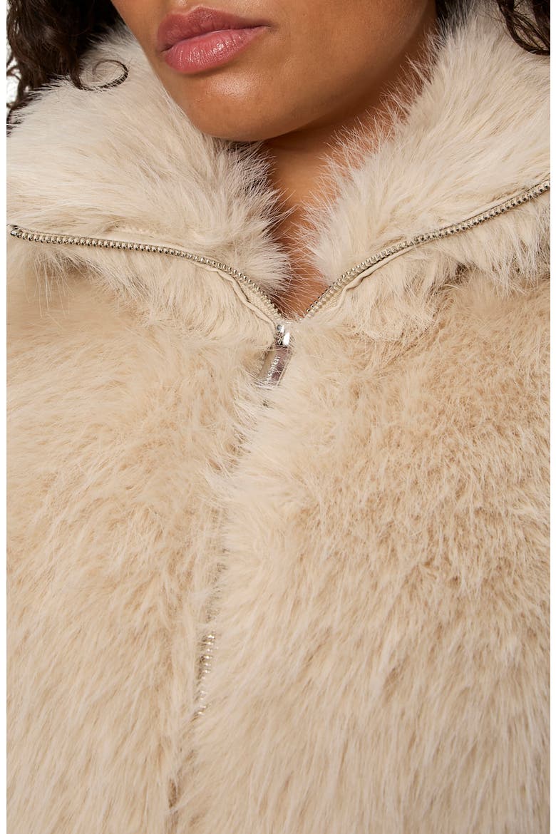 Silky Faux Fur Vest, Alternate, color, ALMOND WHITE