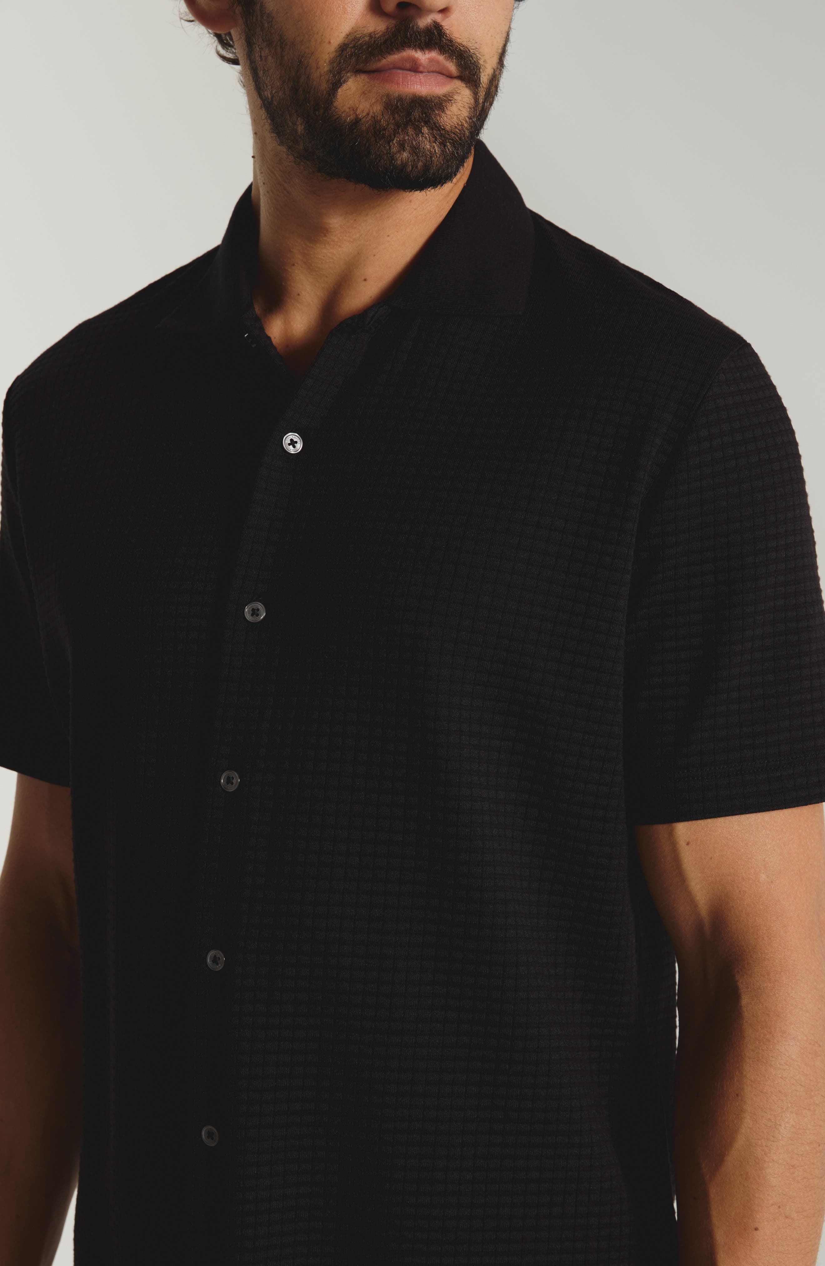 7 Diamonds Landry Waffle Knit Short Sleeve Button-Up Shirt — фото 6