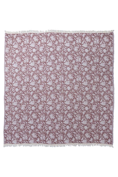 InfuseZen Whimsical Flower Organic Reversible Muslin Blanket in Burgundy 