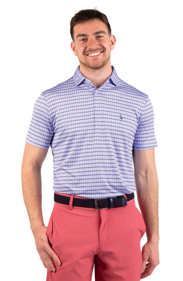 TailorByrd Geometric Stars Print Performance Polo, Alternate, color, Navy