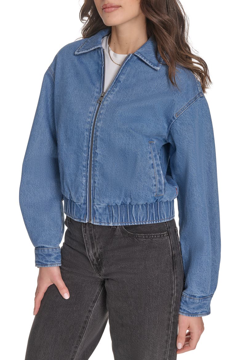 Denim Bomber Jacket, Alternate, color, MEDIUM WASH DENIM