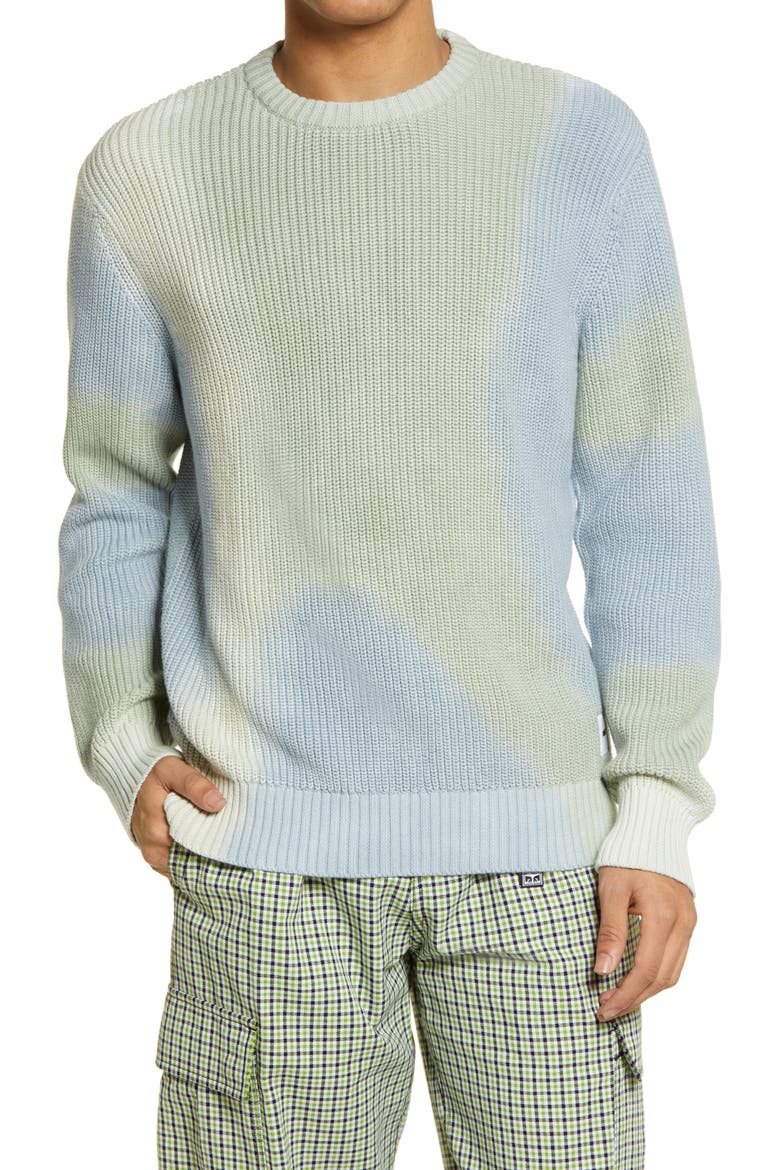 Tie Dye Organic Cotton Sweater, Main, color, GOOD GREY MULTI