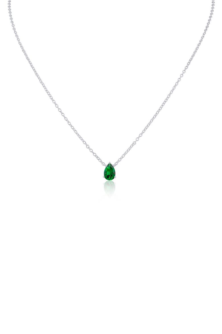Pear Pendant Necklace, Main, color, GREEN/ SILVER