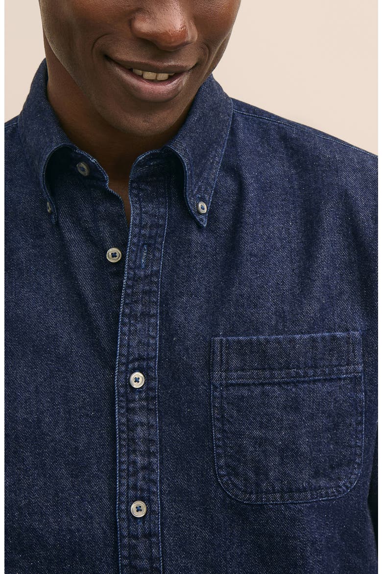 Denim Button-Down Shirt, Alternate, color, DARKWASH