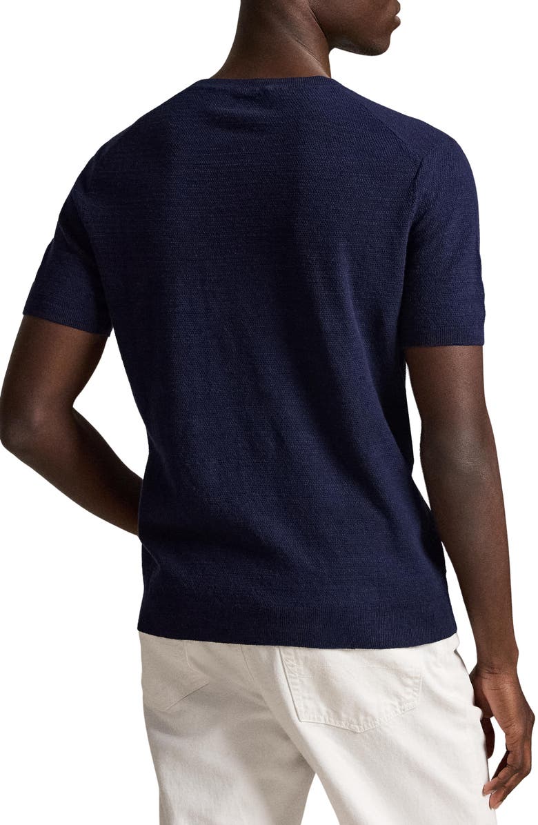 Polo Ralph Lauren Cotton & Linen Piqué Short Sleeve Sweater, Alternate, color, Bright Navy