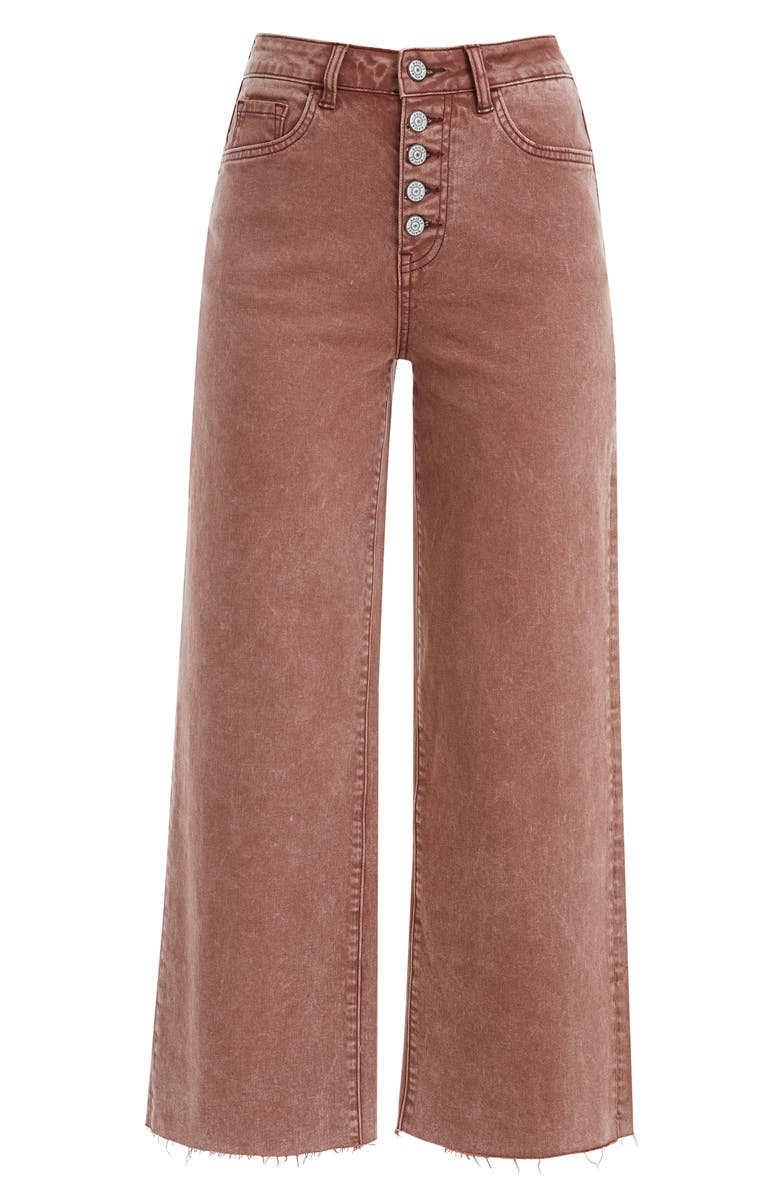 Bayeas High Waist Raw Hem Ankle Wide Leg Jeans, Alternate, color, Cappuccino