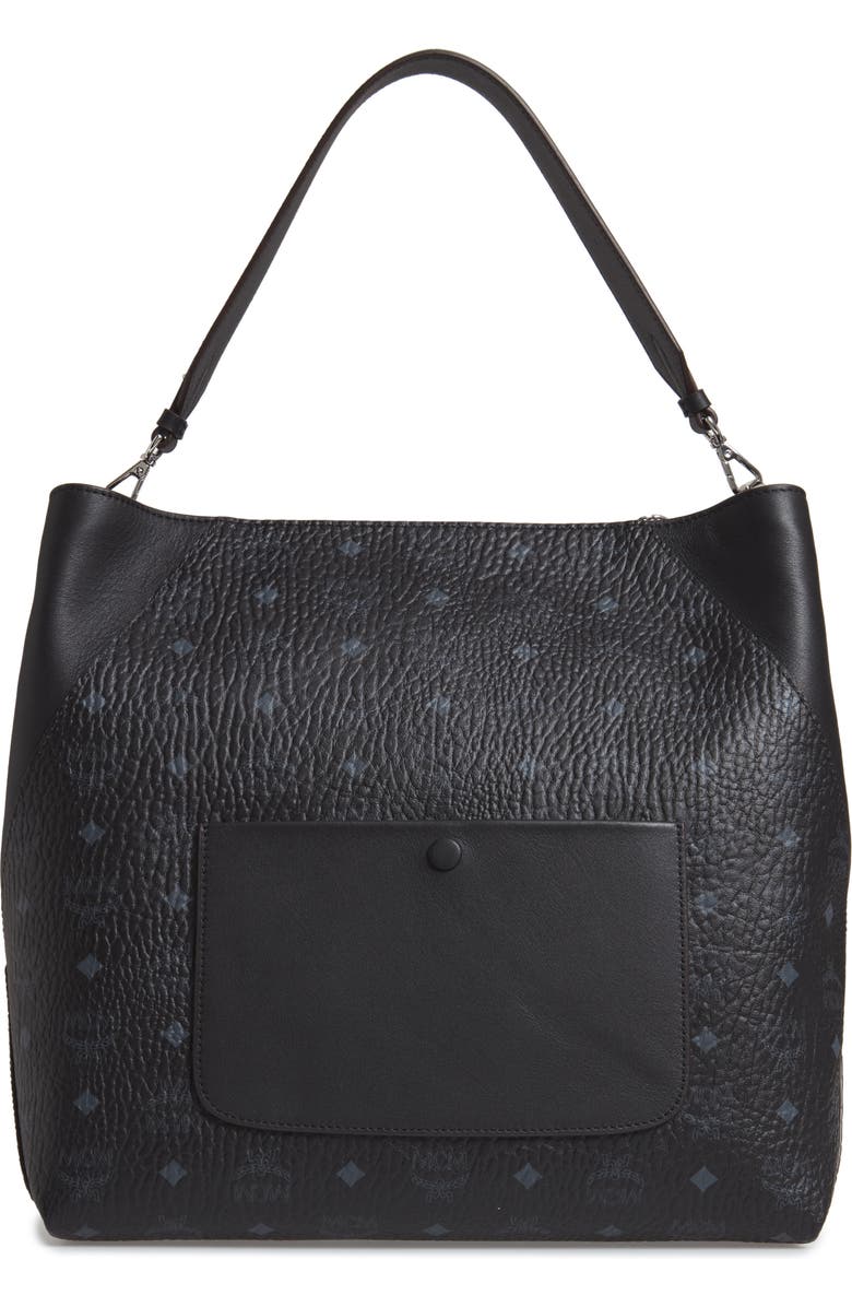 MCM Large Klara Visetos Coated Canvas Hobo, Alternate, color,