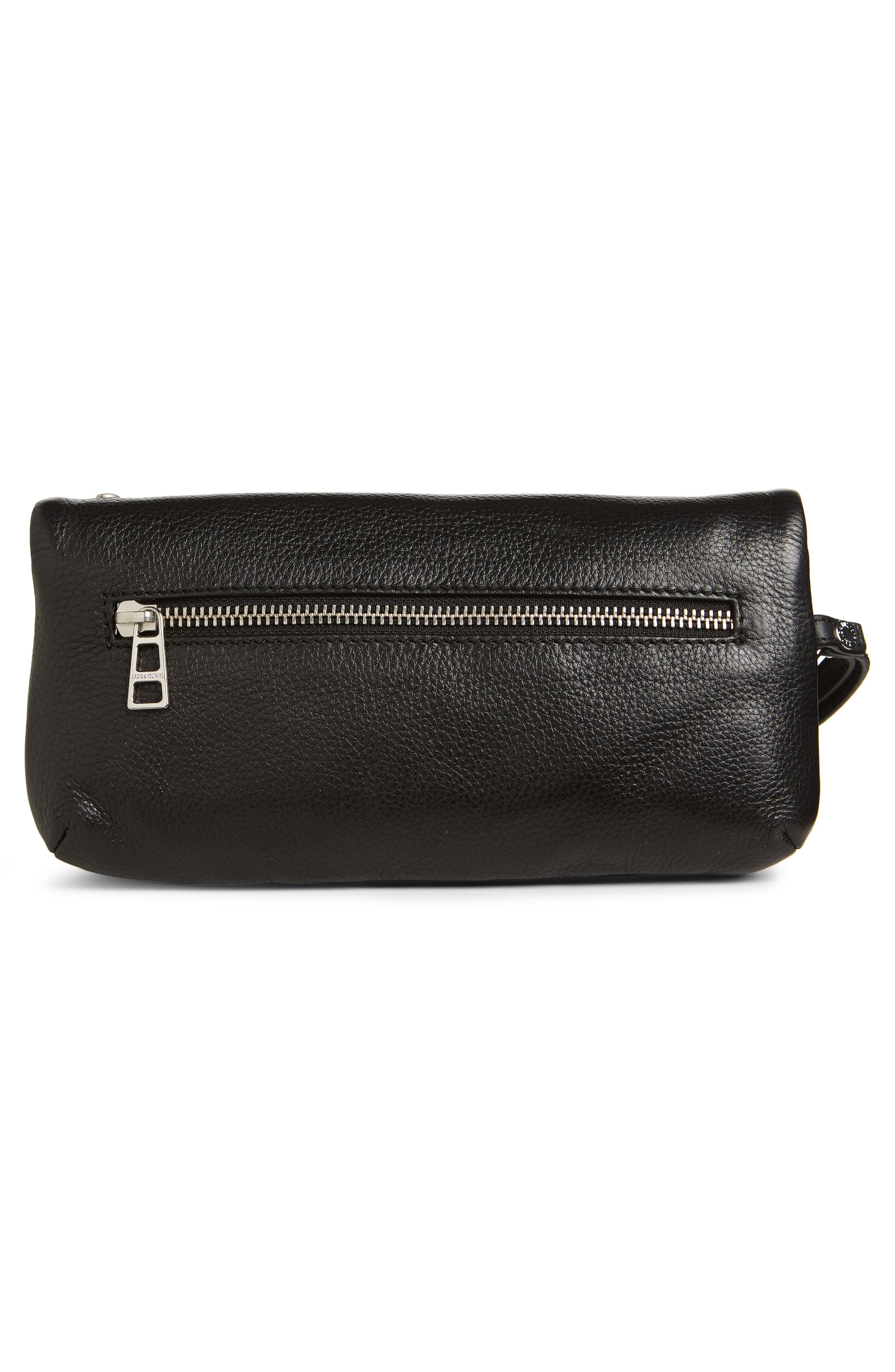 Zadig & Voltaire Rocky Heart Stud Leather Clutch, Alternate, color, 