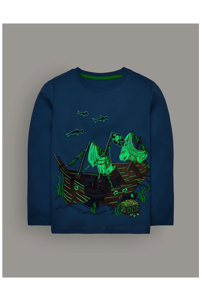 Kids' Glow Superstitch Long Sleeve T-Shirt, Alternate, color, BLUE AURA SHIPWRECK