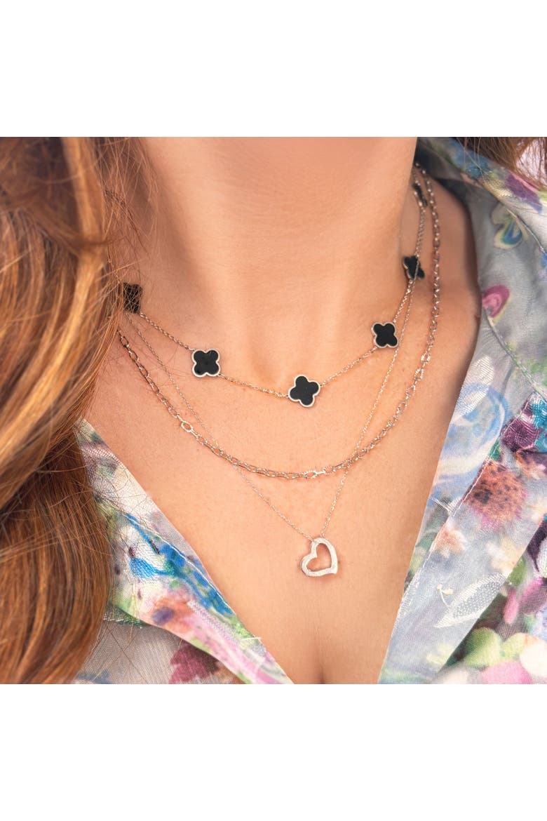 Gold Open Heart Necklace, Alternate, color, White Gold