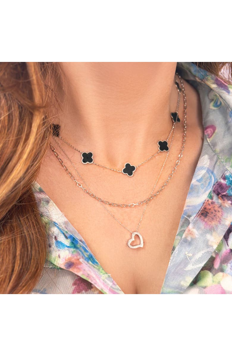 The Lovery Fine Jewelry Gold Open Heart Necklace, Alternate, color, White Gold