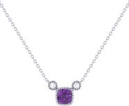 LuvMyJewelry Cushion Cut Amethyst & Diamond Pendant Necklace