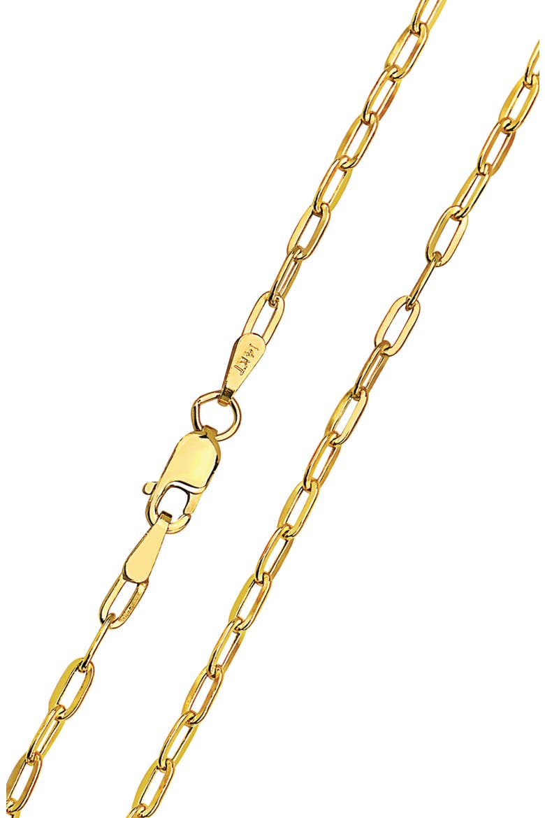14K Yellow Gold Hollow 8mm Paper Clip Chain Necklace, Alternate, color, GOLD