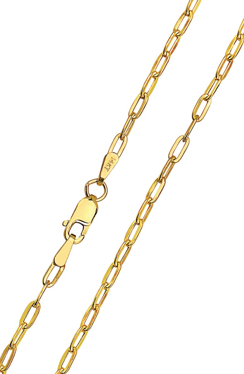 BEST SILVER 14K Yellow Gold Hollow 8mm Paper Clip Chain Necklace, Alternate, color,