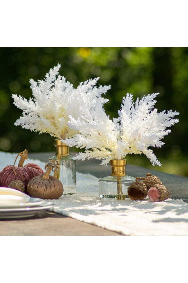 Bleached Pampas Grass Arrangement in Glass Bud Vase, Alternate, color, White Tall