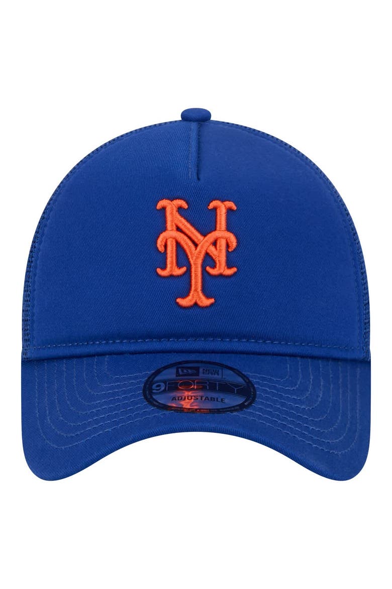 Men's New Era Royal New York Mets 9FORTY A-Frame Trucker Adjustable Hat, Alternate, color, Royal
