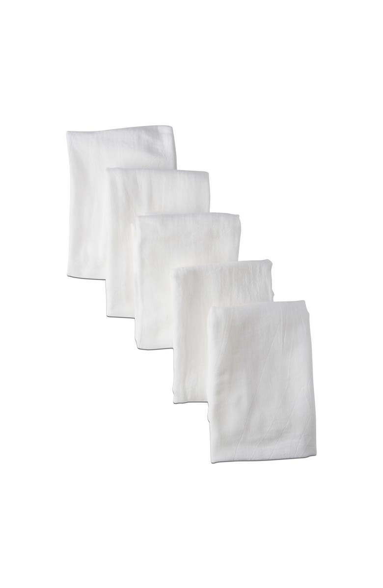 tag Set of 5 White Cotton Flour Sack Dishtowels for Kitchen, Alternate, color, White