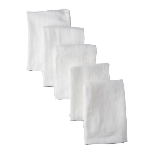 Tag Set Of 5 White Cotton Flour Sack Dishtowels For Kitchen, 28x29 Inches, Machine Washable Everyday In White