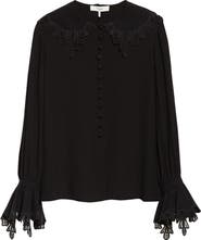 Chloé Guipure Lace Organic Silk Button-Up Top