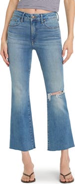 Good American Soft-Tech Good Legs Ripped Crop Mini Bootcut Jeans