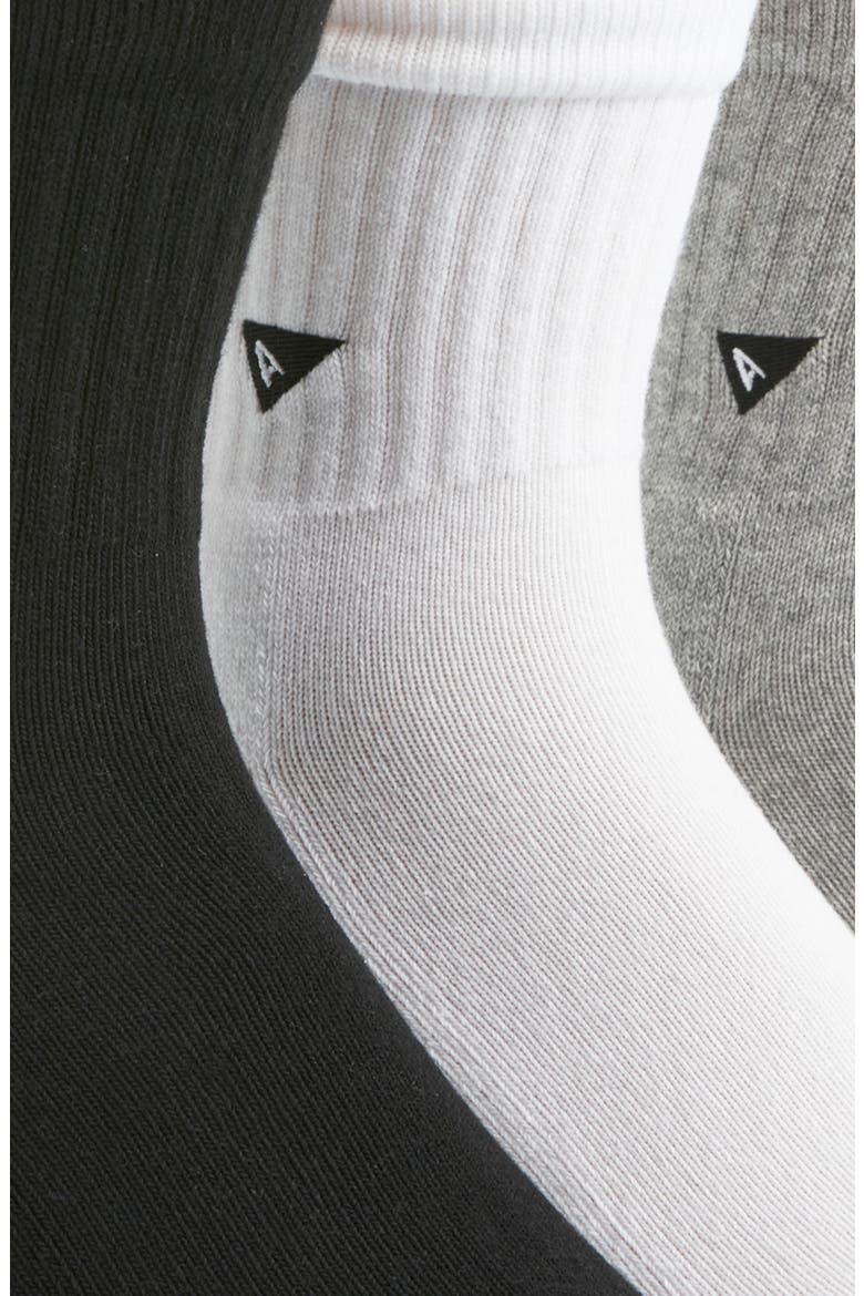 Assorted 3-Pack Quarter Crew Socks, Alternate, color, BLACK/ WHITE/ GREY