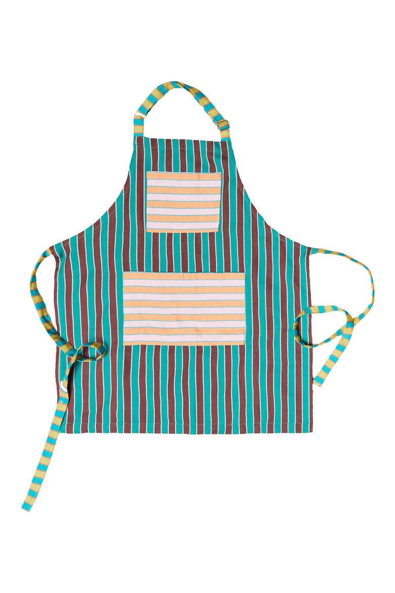 Stripe Cotton Apron, Main, color, PORCINI