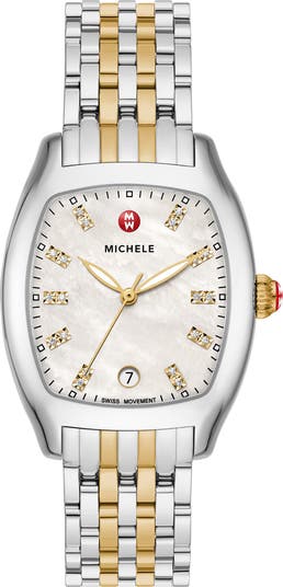 MICHELE Jolie Diamond Two-Tone Bracelet Watch, 40mm Nordstromrack