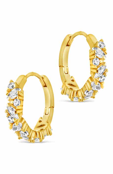 Sterling Forever Georgia Cubic Zirconia Huggie Hoop Earrings