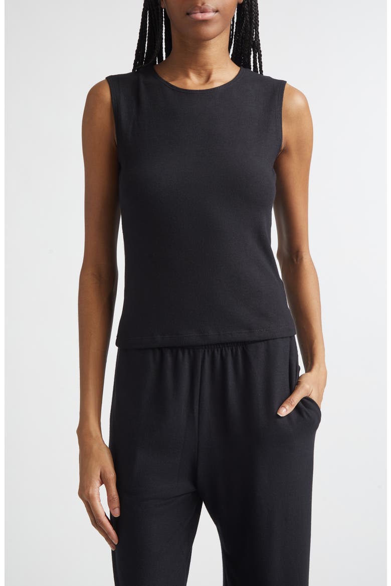 Lauren Short Sleeve Crewneck Tank, Main, color, BLACK