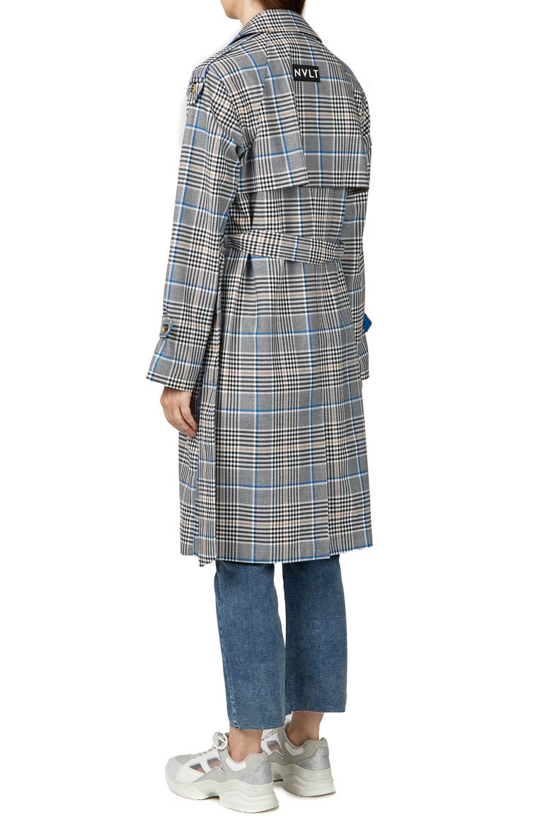 Water Resistant Plaid Trench Coat, Alternate, color, OCEAN